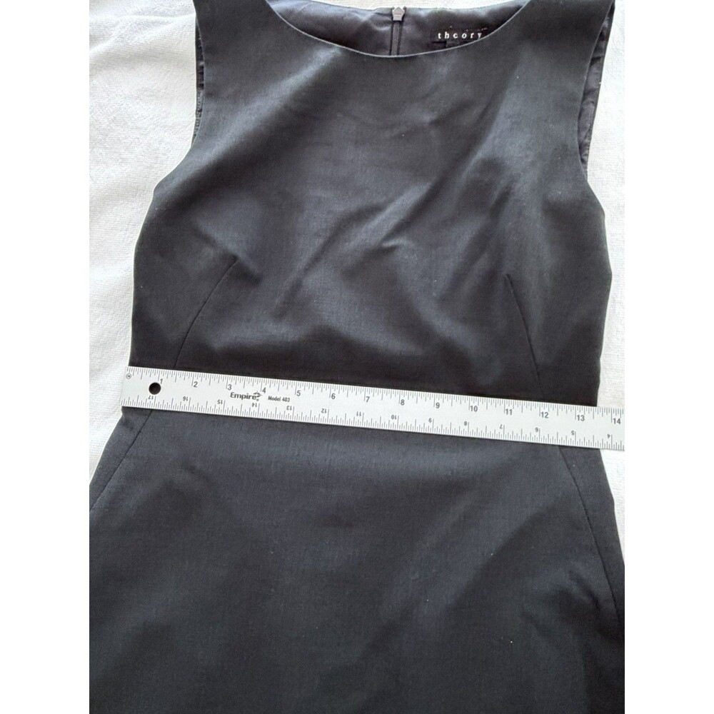 Theory Black Wool Sheath Dress Minimalist Sleeveless Size 4 Made in USA - Picture 5 of 9